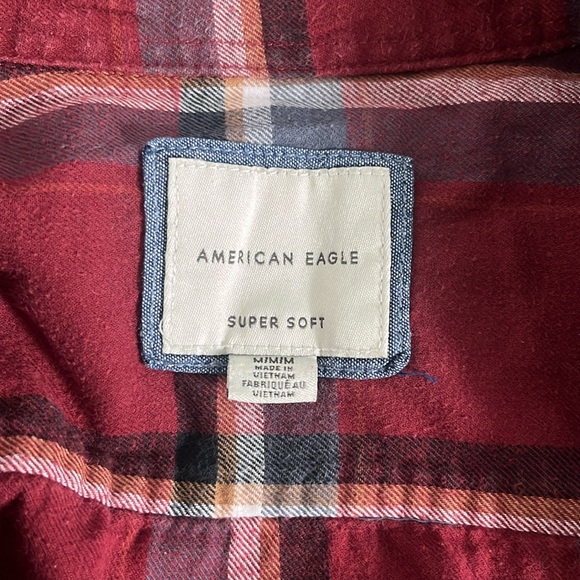 American Eagle Super Soft Plaid Red Button Up Flannel Shirt (DISCONTINUED) - Picture 3 of 8